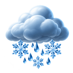 Weather protection illustration showing winter storm cloud, raindrops, and ice snowflakes